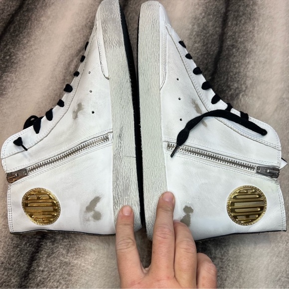 Golden Goose Francy Camouflage Heel White Leather Black Star High Top Sneakers - Picture 5 of 10
